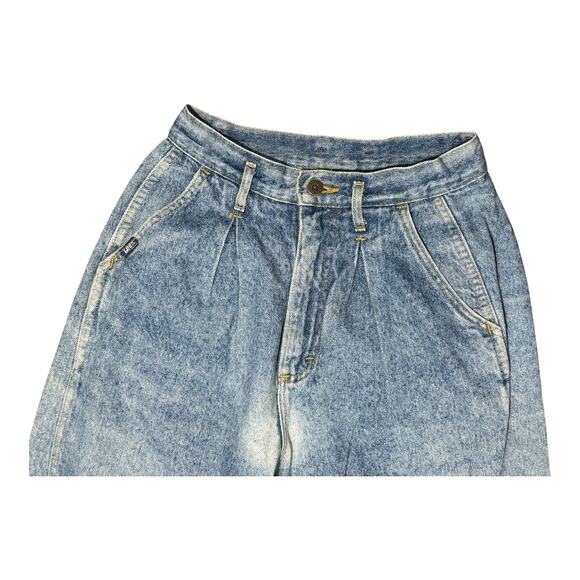 Vintage 80s Lee Denim Women 10 Med Mom Jeans High Rise Tapered Acid Wash Pleated - Picture 3 of 11